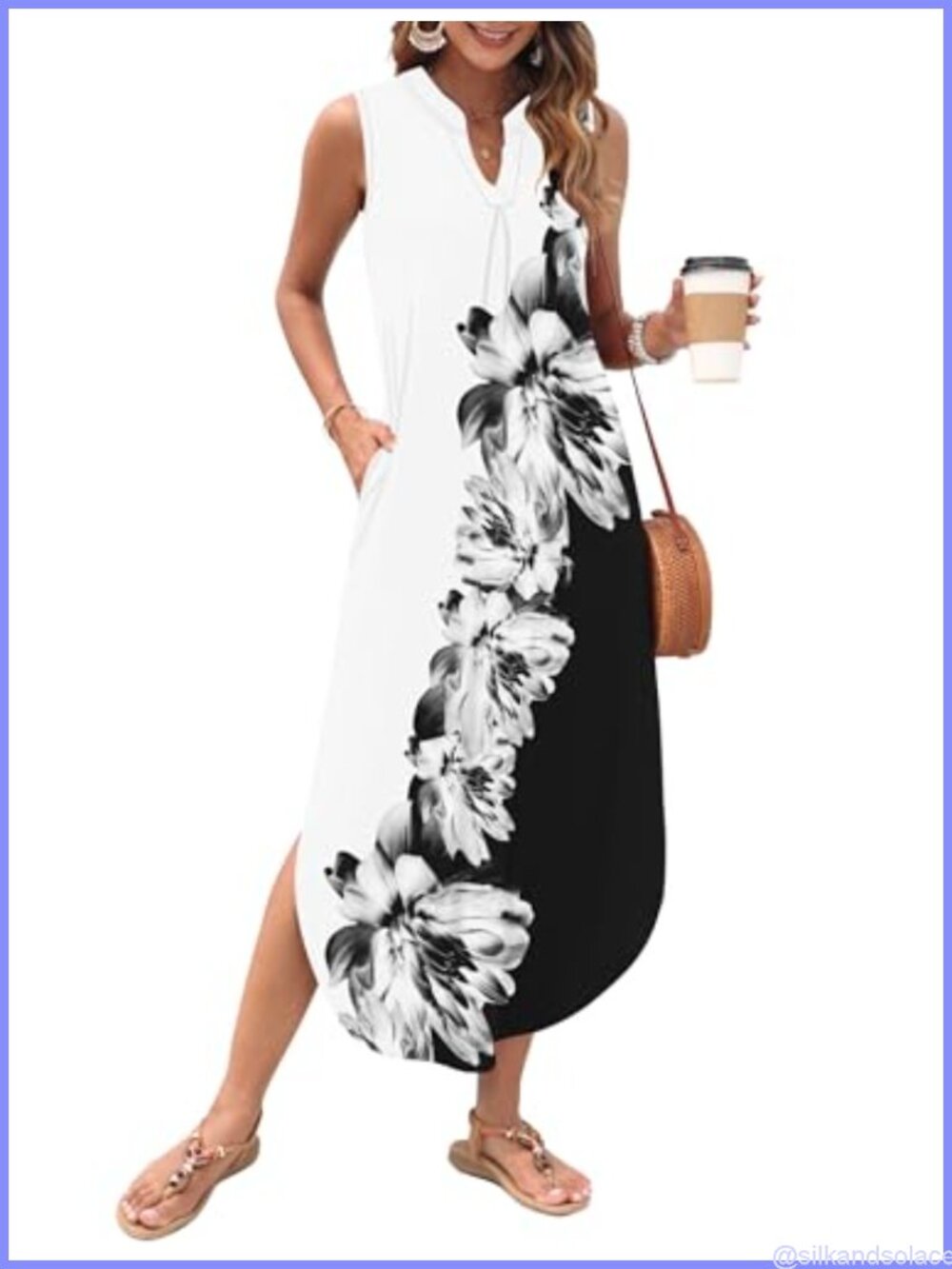 Womens Sleeveless Maxi Dress Casual Summer Long Sundress A-Line with Pockets